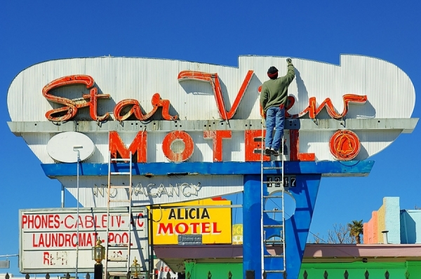 Photograph Mitchell Funk Star View Motel on One Eyeland